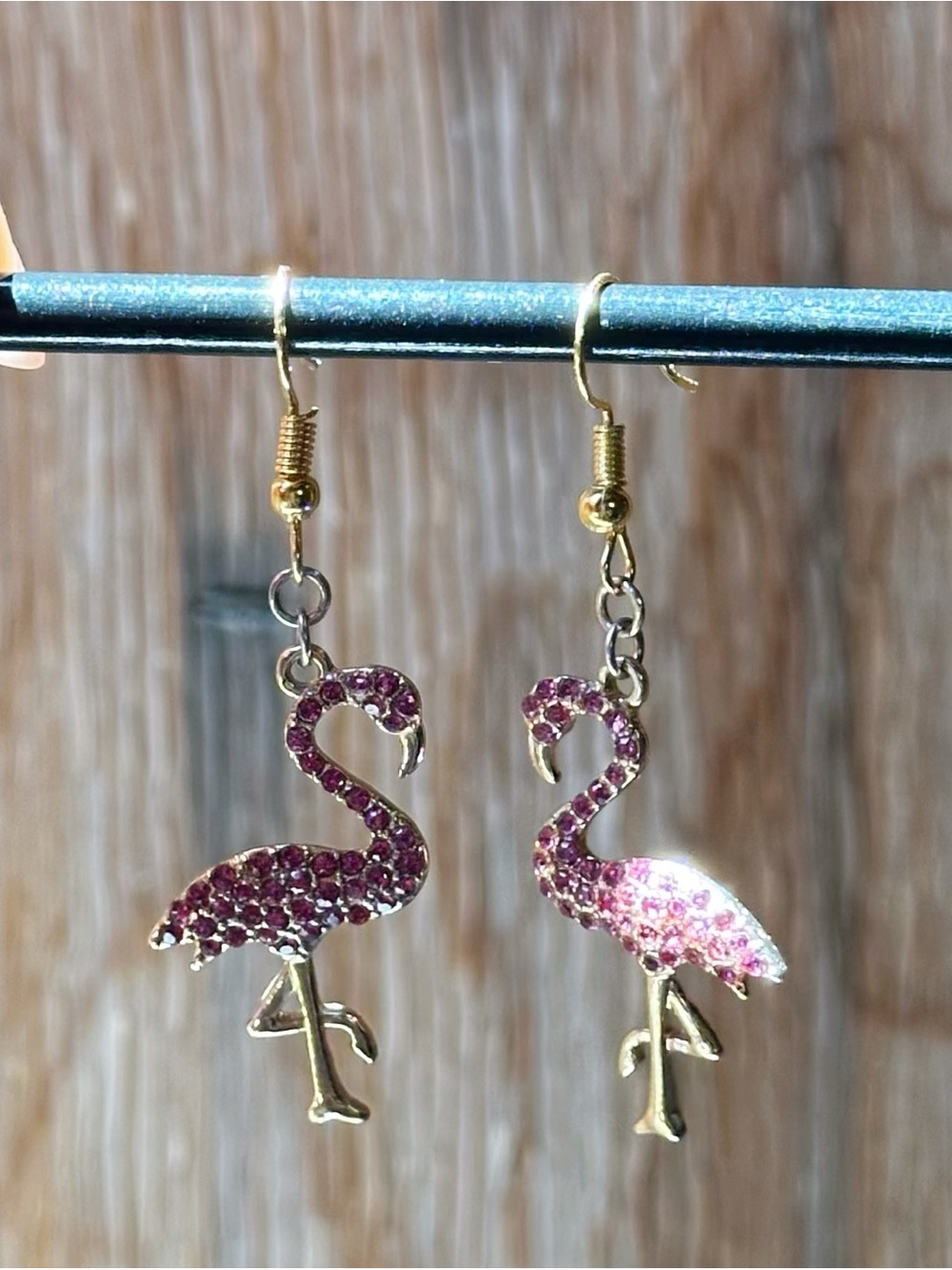 Pink Rhinestone Flamingo Earring - Picture 8 of 9